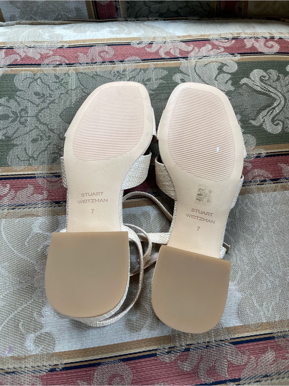 Stuart Weitzman Dayna 50 Block Heel Sandals In Raffia. Size 7 Women N15-17 - Picture 8 of 10